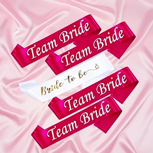 specialyou team bride amp bride to be sash set  bachelorette party props bride to be decoration amp team bride sashes  gifts for bride amp bridal shower kit- 5 pcs
