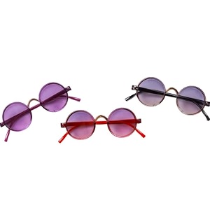 specoo kids round sunglasses retro circle frame gradient lenses purple red grey 3 pack