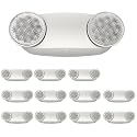SPECTSUN 12 Pack LED Emergency Lighting Fixture with Battery Backup and Bug Eye Heads-US Standard Emergency Light Combo-Compact Design–Thermoplastic Housing for Indoor Outdoor