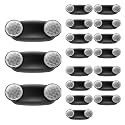 SPECTSUN 18 Pack White LED Emergency Lights with Battery Backup-UL Listed Two Head Adjustable Emergency Lighting Fixtures - 120-277V AC-Exit Sign Lights (18 Packs-BKU5)