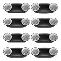 SPECTSUN 8 Pack Black Led Exit Sign with Emergency Lights &Battery Backup -Adjustable Hardwired 2 LED Head-UL Certified-120-277VAC