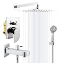 Specule Alive High Flow Brass Concealed Body Diverter Full Set with Overhead Rainfall Shower for bathroom, Multi flow Hand Shower and Bath Tub Spout (Chrome)