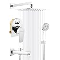 Specule High Flow Brass Concealed Body Diverter Full Set with Overhead Rainfall Shower, Multi flow Hand Shower and Bath Tub Spout (Chrome) (Arya)