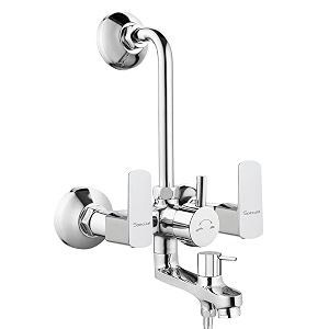 cube brass wall mixer with provision for over head shower and 190mm long bend pipe chrome