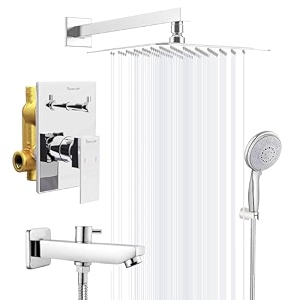 brass concealed body high flow diverter full set with rainfall shower full set for bathroom multi flow hand shower and bath tub spout  bathroom shower set  bathroom shower system