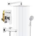 Brass Concealed Body High Flow Diverter Full Set With Rainfall Shower Full Set for bathroom, Multi flow Hand Shower and Bath Tub Spout | Bathroom Shower Set | Bathroom Shower System