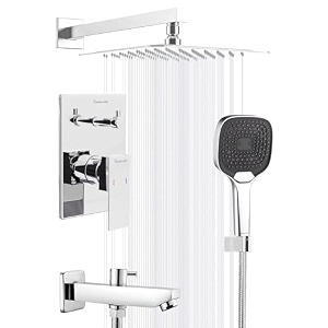 pure brass concealed body  diverter full set with 8x8 wall mount  shower for bathroom hand shower and bath tub spout  shower set for bathroom cubix