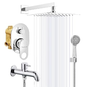 specule high flow brass concealed body diverter full set with overhead rainfall shower for bathroom multi flow hand shower and bath tub spout chrome ornamix
