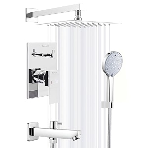 pure brass concealed body  diverter full set with 8x8 wall mount  shower for bathroom hand shower and bath tub spout  shower set for bathroom cubix