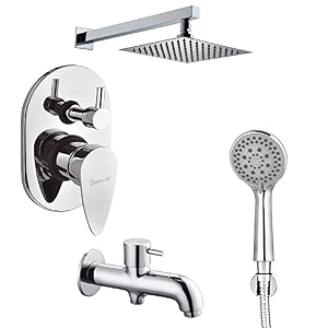 specule vignette brass concealed body diverter full set with overhead rainfall shower multi flow hand shower and bath tub spout chrome