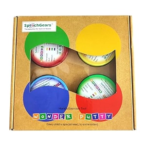 speechgears buy hand exercise wonder putty400gm for fine motor skills - pack of 4 piece box from soft to firm hardness level