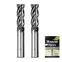 SPEED TIGER EISE 1/4" Carbide Square End Mill - 4 Flutes Milling Bits Set for Alloy Steels, Hardened Steels, Aluminum, Copper, Cast Iron, HRC 50 Deg AlTiN Coating, CNC Router Bits (2pcs)