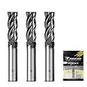 SPEED TIGER EISE 1/8" Carbide Square End Mill - 4 Flutes Milling Bits Set for Alloy Steels, Hardened Steels, Aluminum, Copper, Cast Iron, HRC 50 Deg AlTiN Coating, CNC Router Bits (3pcs)