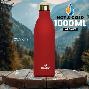 speedex stainless steel vacuum insulated hot  cold water bottle feather touch finish 1000 ml stainless steel flask