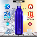 SPEEDEX Stainless Steel Vacuum Insulated Hot & Cold Water Bottle Feather Touch Finish 1000 ml Steel Flask (Pack of 1, Blue)
