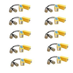 speedio 8mp bnc connectorvideo balun connector for cctv cameras compatible in all formats and cables 298 ahd cvi tvi coax to utp cat6  pack of 10 pair