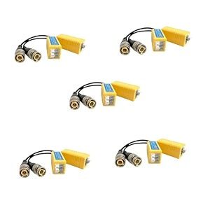 speedio 8mp bnc connectorvideo balun connector for cctv cameras compatible in all formats and cables 298 ahd cvi tvi coax to utp cat6  pack of 5 pair
