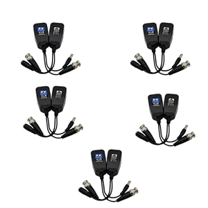 speedio 8mp bnc connectorvideo balun connector for cctv cameras compatible in all formats and cables 298 ahd cvi tvi coax to utp cat6  pack of 5 pair
