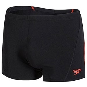 speedo mens essential splice aquashort - black amp lava red