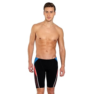 speedo mens fit splice jammer - black amp lava red