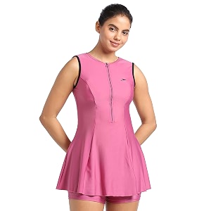 speedo women39s swimdress with boyleg  swimming costume swimsuit  chlorine resistance  upf 40 sun protection  removable bra pads
