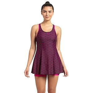 speedo women39s swimdress with boyleg  swimming costume swimsuit  chlorine resistance  upf 40 sun protection  removable bra pads
