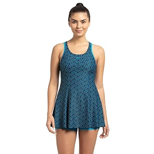 speedo women39s swimdress with boyleg  swimming costume swimsuit  chlorine resistance  upf 40 sun protection  removable bra pads