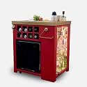 SpeedX Home Bars - Model X Home Bar Cabinet Ruby Red Leather Vinyl Finish with Built in 30L Thermoelectric Fridge (Easily Movable with Wheels at The Bottom)