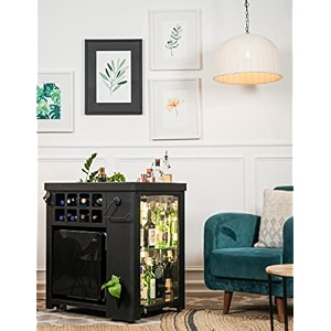 haus of bars by speedx - model x home bar cabinet mat black with built in 30l thermoelectric fridge easily movable with wheel at the bottom alloy steel