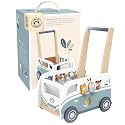 Speedy Monkey Wooden Van Activity Walker | Push Toy & Shape Sorter Playset