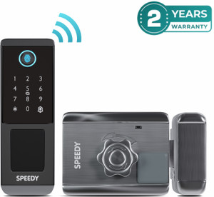 speedy wi-fi rim lock for internal doors  smart door lock  5-way unlocking  mobile app fingerprint pin rfid card  emergency key  2-year warranty  free installation by brand smart door lock