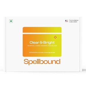 spellbound clear amp bright liposomal glutathione supplement to support skin glow  vitamin c hyaluronic acid collagen amp astaxanthin for hydration amp antioxidant support  formulated in usa 60 caps