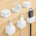Spellwish Magnetic Cable Organizer Clips, Cord Holder for Cables, Desk Cable Management, Adhesive Wire Keeper for Desk in Bedroom, Living Room, Kichen, Office and Car (3pcs-White)