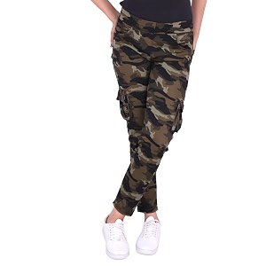 Camouflage Dry-Fit Women Six Pocket TrackpantJoggersSports Gym