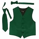Spencer J's Boys Formal Suit Tuxedo Vest Tie and Bowtie Set Variety of Colors