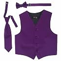 Spencer J's Boys Formal Suit Tuxedo Vest Tie and Bowtie Set Variety of Colors