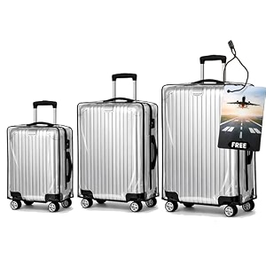 spendex polyester protective luggage cover  hard luggage trolley bag cover  washable  dust proof  sml - combo  transparent