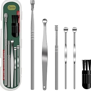 spera ear cleaner reusable ear wax cleaner tool set spiral ear curette tool stainless steel ear picks ear cleaning kit with storage box and cleaning brush for kids women men