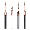 SpeTool 4Pcs Tapered Ball Nose End Mill 1/4" -3" with 0.5mm Tip Diameter (0.25mm Radius) CNC Router Bit 2D and 3D Engrave Carving Woodworking Tool