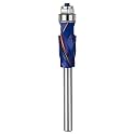 SpeTool Coated Compression Spiral Flush Trim Router Bit 1/4 Inch Shank Extra Long with Bottom Bearing, Solid Carbide Pattern Flush Cut Router Bit for Woodworking Trimming