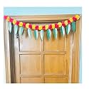 Sphinx Artificial Fluffy Marigold and Mango Leaves Simple Door-Window toran/hangings - Approx.100 cms/40 Inches/3.33 Ft. (Light Orange and Red, 5)
