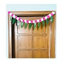 SPHINX Artificial Marigold &amp;Mango Leaves Simple Door-Window toran/Door hangings/Festive Decorations - Approx.100 cms/40 Inches/3.33 Ft. - (White and Baby Pink, 50 Piece)