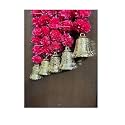 SPHINX Artificial Marigold Fluffy Flowers and Golden/Silver Hanging Bells Garlands/Torans/Wall hangings for Decoration- 30 Flowers per String - (Dark Pink/Rani, 25 Pieces)