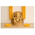 SPHINX Artificial Marigold Fluffy Flowers and Golden/Silver Hanging Bells Garlands/Torans/Wall hangings for Decoration- 30 Flowers per String - (Light Orange, 25)