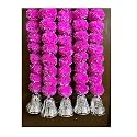 SPHINX Artificial Marigold Fluffy Flowers and Golden/Silver Hanging Bells Garlands/Torans/Wall hangings for Decoration- 30 Flowers per String - (Baby Pink, 2)