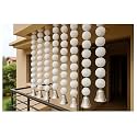SPHINX Artificial Marigold Fluffy Flowers and Golden/Silver Hanging Bells Garlands/Torans/Wall hangings for Decoration- 30 Flowers per String - (White, 25)