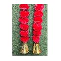 SPHINX Artificial Marigold Garland with Golden/Silver Bells,Fluffy Genda Phool Toran,30 Flowers per String,Door Hanging,Trousseau Backdrop Wall Decor,Diwali Wedding Pooja Ganesh Chaturthi-Cream, 5