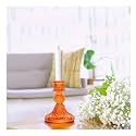 SPHINX Mouthblown Handcrafted Glass Taper Candle Holders, Candle Stand - Centerpiece for Table, for Ganesh Chaturthi, Diwali, and Festive Decorations -Orange, Height 11 cms/4.4 Inch, 1 Piece