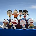 Spiaty Polyvinyl Chloride Fat Doraemon Home, Car and Office Decor Figurine (Small, Multi, Set of 8)