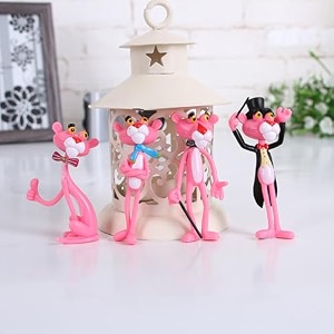 spiaty pvc pink panther cartoon figurine set with home office and car dashboard decorative white lantern set of 4